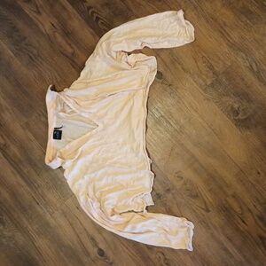 Out From Under Urban Outfitters Light Pink Loose Fit Collared Extreme Crop Top